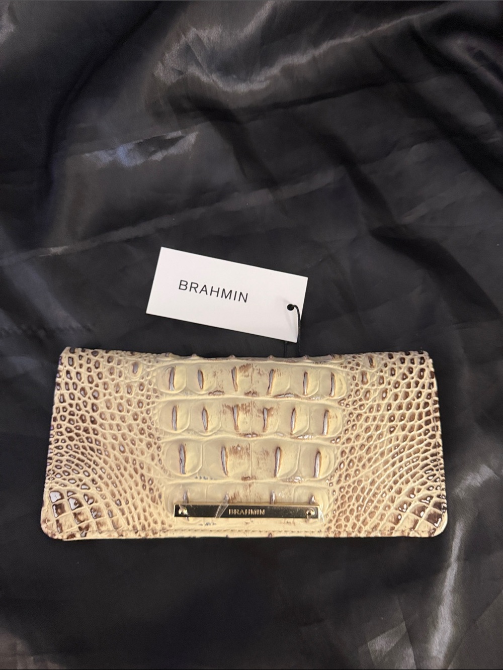 Brahmin Ady Ginger Ombré Wallet Cream Croc-Embossed NWT